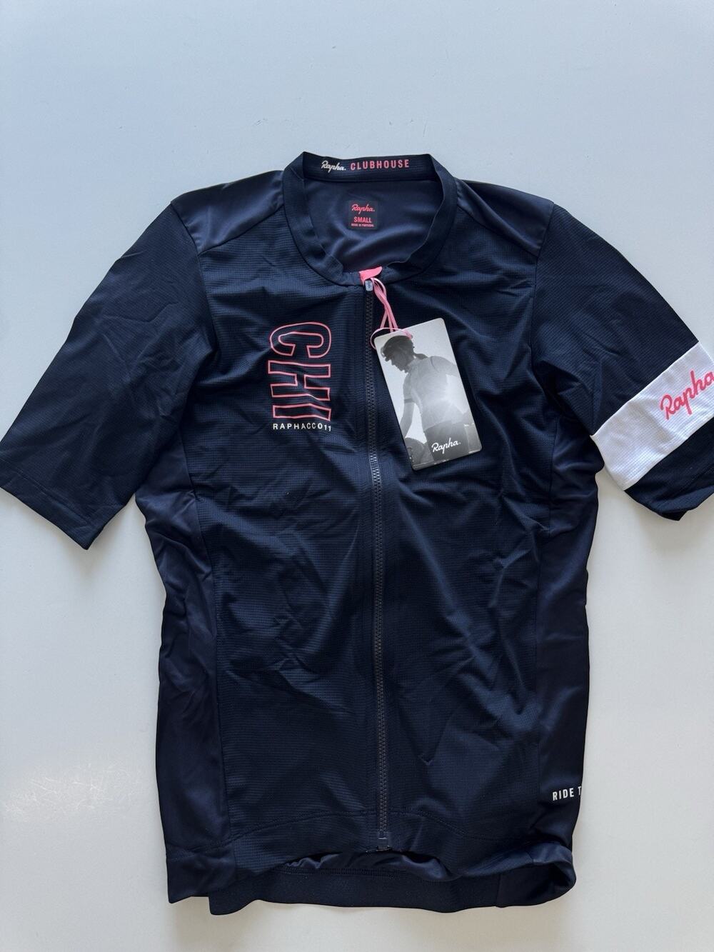 Rapha Chicago Clubhouse Jersey CHI Women’s Cycling Small NWT Pink Navy Limited